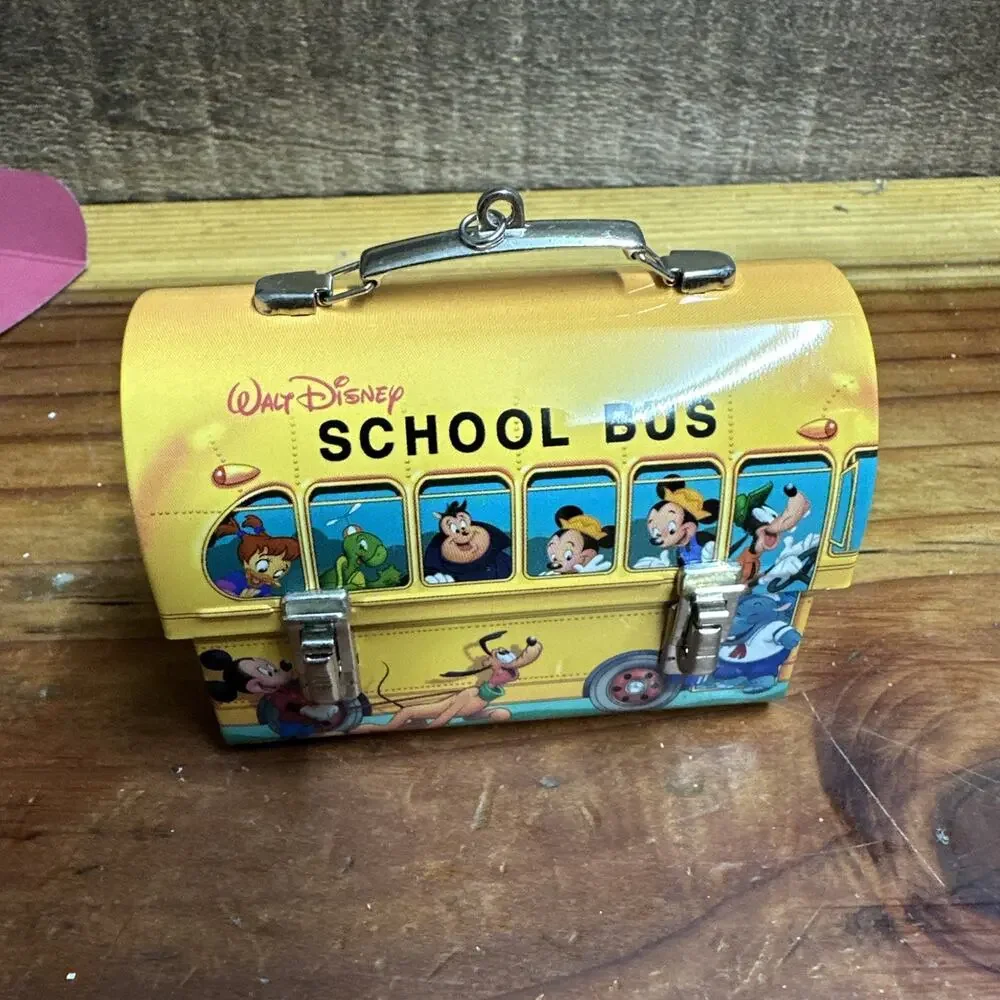 2001 Hallmark Keepsake Ornament Disney Mickey Mouse School Bus Lunch Box Thermos